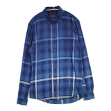 ZARA MAN チェック コットン RELAXED FIT EUR M 長袖シャツ ブルー メンズ ザラ【中古】6-0912M∞