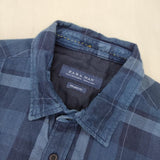 ZARA MAN チェック コットン RELAXED FIT EUR M 長袖シャツ ブルー メンズ ザラ【中古】6-0912M∞
