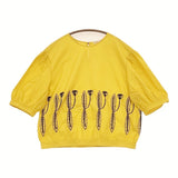 mina perhonen developpe abs1259 刺繍 コットンシルク 定価49500円 サイズ38 ブラウス シャツ 23SS イエロー レディース ミナペルホネン【中古】6-0806S♪