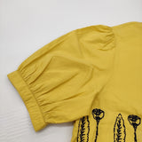 mina perhonen developpe abs1259 刺繍 コットンシルク 定価49500円 サイズ38 ブラウス シャツ 23SS イエロー レディース ミナペルホネン【中古】6-0806S♪
