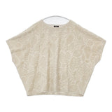 marble sud ベロアLeaf4分袖トップス ワイド ボートネック コットン混 ブラウス シャツ ベージュ レディース マーブルシュッド【中古】6-0818S△
