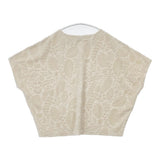 marble sud ベロアLeaf4分袖トップス ワイド ボートネック コットン混 ブラウス シャツ ベージュ レディース マーブルシュッド【中古】6-0818S△