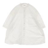 Morris&Sons バックギャザーバンドカラーシャツ 定価19800円 G22S-104 日本製 半袖シャツ オフホワイト レディース モリスアンドサンズ【中古】6-0826S∞