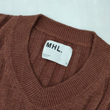 MHL. VINTAGE COTTON LINEN KNIT コットンリネン Vネック 595-1263504 セーター ニット ブラウン レディース エムエイチエル【中古】6-0910M∞