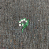 ENYO エニョ フランス製 リネンドレス 刺繍 ハンドワーク 五分袖 ワンピース グレー レディース【中古】6-0806S♪