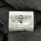ENYO エニョ フランス製 リネンドレス 刺繍 ハンドワーク 五分袖 ワンピース グレー レディース【中古】6-0806S♪