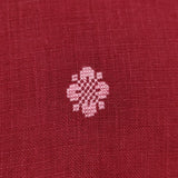 ENYO エニョ フランス製 リネンドレス Vネック 刺繍 ハンドワーク 半袖 ワンピース ワインレッド レディース【中古】6-0806S♪