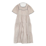 Dot & Stripes/3 ET DEMI リネンティアードワンピース 日本製 サイズF ワンピース ライトピンク グレー レディース ドット&ストライプス/キャズエドゥミ【中古】6-0818S△