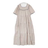Dot & Stripes/3 ET DEMI リネンティアードワンピース 日本製 サイズF ワンピース ライトピンク グレー レディース ドット&ストライプス/キャズエドゥミ【中古】6-0818S△
