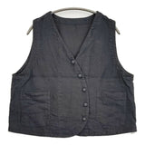 nest Robe リネンボタンルーズベスト 定価26400円 01253-1125 ベスト 25AW チャコールグレー レディース ネストローブ【中古】6-0930M∞