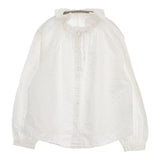 nest Robe コットンリネンダンガリーフリルシャツ 定価24200円 01234-1469 ブラウス シャツ オフホワイト レディース ネストローブ【中古】6-0930M∞