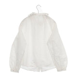 nest Robe コットンリネンダンガリーフリルシャツ 定価24200円 01234-1469 ブラウス シャツ オフホワイト レディース ネストローブ【中古】6-0930M∞