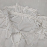 nest Robe コットンリネンダンガリーフリルシャツ 定価24200円 01234-1469 ブラウス シャツ オフホワイト レディース ネストローブ【中古】6-0930M∞