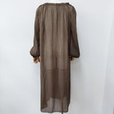 raspail コットン スモックドレス ROP-105 定価47300円 楊柳 ギャザー オフショルダー シアー ワンピース ブラウン レディース ラスパイユ【中古】6-0806M♪