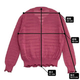 Jocomomola 新品 ストライプニットカーディガン 定価17380円 カーディガン ピンク レディース ホコモモラ【中古】6-1012M∞