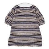 Jocomomola 新品 PUNTO Y RAYADO 定価11000円 半袖Ｔシャツ カットソー ベージュ ネイビー レディース ホコモモラ【中古】6-0826S∞