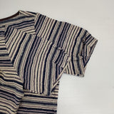 Jocomomola 新品 PUNTO Y RAYADO 定価11000円 半袖Ｔシャツ カットソー ベージュ ネイビー レディース ホコモモラ【中古】6-0826S∞