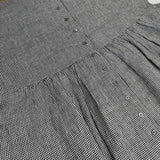 60'S リネン ギンガムチェック オープンカラーシャツドレス インド製 ワンピース ブラック ホワイト レディース【中古】6-0826S∞
