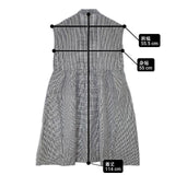 60'S リネン ギンガムチェック オープンカラーシャツドレス インド製 ワンピース ブラック ホワイト レディース【中古】6-0826S∞