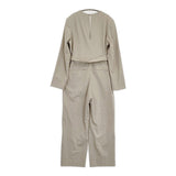 IENA ＆NAVY Vネックオールインワン サイズ38 定価36300円 ストライプ オールインワン ツナギ 25SS ベージュ レディース イエナ【中古】6-0806M♪