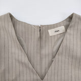 IENA ＆NAVY Vネックオールインワン サイズ38 定価36300円 ストライプ オールインワン ツナギ 25SS ベージュ レディース イエナ【中古】6-0806M♪