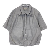MARGARET HOWELL 578-152215 コットン 半袖 リボン ブラウス シャツ グレー レディース マーガレットハウエル【中古】6-0826S∞