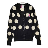 MAISON KITSUNE ACIDE FOX PATCH ドット サイズXS 定価49500円 ウールニット Vネック カーディガン ブラック オフホワイト レディース メゾンキツネ【中古】6-0918T♪