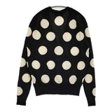MAISON KITSUNE ACIDE FOX PATCH ドット サイズXS 定価49500円 ウールニット Vネック カーディガン ブラック オフホワイト レディース メゾンキツネ【中古】6-0918T♪