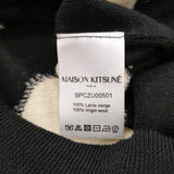 MAISON KITSUNE ACIDE FOX PATCH ドット サイズXS 定価49500円 ウールニット Vネック カーディガン ブラック オフホワイト レディース メゾンキツネ【中古】6-0918T♪