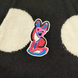 MAISON KITSUNE ACIDE FOX PATCH ドット サイズXS 定価49500円 ウールニット Vネック カーディガン ブラック オフホワイト レディース メゾンキツネ【中古】6-0918T♪