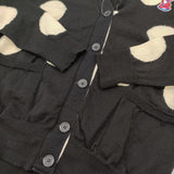 MAISON KITSUNE ACIDE FOX PATCH ドット サイズXS 定価49500円 ウールニット Vネック カーディガン ブラック オフホワイト レディース メゾンキツネ【中古】6-0918T♪