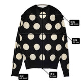 MAISON KITSUNE ACIDE FOX PATCH ドット サイズXS 定価49500円 ウールニット Vネック カーディガン ブラック オフホワイト レディース メゾンキツネ【中古】6-0918T♪
