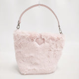 Longchamp 美品 ル ロゾ コージー バケットバッグ XS エコファー 2WAY ハンドバッグ ピンク レディース ロンシャン【中古】6-0731T♪