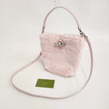 Longchamp 美品 ル ロゾ コージー バケットバッグ XS エコファー 2WAY ハンドバッグ ピンク レディース ロンシャン【中古】6-0731T♪