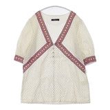 Rhythm of Life UA/UNITED ARROWS 半袖 プルオーバー 総柄 ブラウス シャツ ホワイト イエロー レディース リズムオブライフ/ユナイテッドアローズ【中古】6-0826S∞