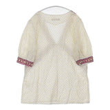 Rhythm of Life UA/UNITED ARROWS 半袖 プルオーバー 総柄 ブラウス シャツ ホワイト イエロー レディース リズムオブライフ/ユナイテッドアローズ【中古】6-0826S∞