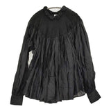Pau thongvird パウソングヴァード DIYA Hand Smocking Shirt 定価49500円 インド製 スモッキング コットンシルク ブラウス シャツ 26SS ブラック レディース【中古】6-0806M♪