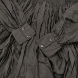 Pau thongvird パウソングヴァード DIYA Hand Smocking Shirt 定価49500円 インド製 スモッキング コットンシルク ブラウス シャツ 26SS ブラック レディース【中古】6-0806M♪
