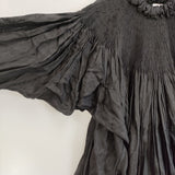 Pau thongvird パウソングヴァード DIYA Hand Smocking Shirt 定価49500円 インド製 スモッキング コットンシルク ブラウス シャツ 26SS ブラック レディース【中古】6-0806M♪