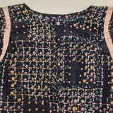 Sally Scott フレンチスリーブ スモッキング刺繍 総柄 ブラウス シャツ ネイビー ピンク レディース サリースコット【中古】6-0826S∞