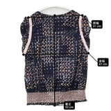 Sally Scott フレンチスリーブ スモッキング刺繍 総柄 ブラウス シャツ ネイビー ピンク レディース サリースコット【中古】6-0826S∞