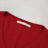 URBAN RESEARCH DOORS コットン Vネック プルオーバー セーター ニット レッド レディース アーバンリサーチドアーズ【中古】6-1012M∞