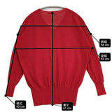 URBAN RESEARCH DOORS コットン Vネック プルオーバー セーター ニット レッド レディース アーバンリサーチドアーズ【中古】6-1012M∞