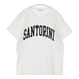 Morris&Sons コットン ロゴ SANTORINI ハイチ製 半袖Ｔシャツ カットソー ホワイト レディース モリスアンドサンズ【中古】6-0826S∞