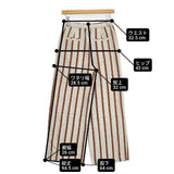 FORK&SPOON サテンストライプパンツ 定価7700円 DF25-24V053 イージー パンツ ベージュ ブラウン レディース フォークアンドスプーン【中古】6-1012G∞