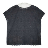 nombre impair カットワーク 半袖 ブラウス シャツ ブラック レディース ノンブルアンペール【中古】6-0826S∞