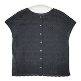 nombre impair カットワーク 半袖 ブラウス シャツ ブラック レディース ノンブルアンペール【中古】6-0826S∞