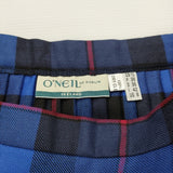O'NEIL OF DUBLIN UNITED ARROWS購入 キルトスカート ウール ラップ 巻き プリーツ チェック アイルランド製 ロングスカート ブルー レディース オニールオブダブリン【中古】6-0925T♪