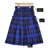 O'NEIL OF DUBLIN UNITED ARROWS購入 キルトスカート ウール ラップ 巻き プリーツ チェック アイルランド製 ロングスカート ブルー レディース オニールオブダブリン【中古】6-0925T♪