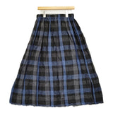 Honnete GATHER SKIRT ギャザースカート 定価37400円 チェック ロングスカート 26SS ブラック ネイビー レディース オネット【中古】6-0806M♪